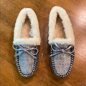 NWT J. CREW Size 6 Glitter Moc Slippers